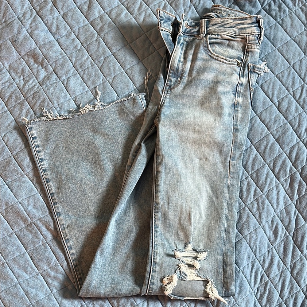 American Eagle Outfitters Blue Boot Cut Jeans Distressed